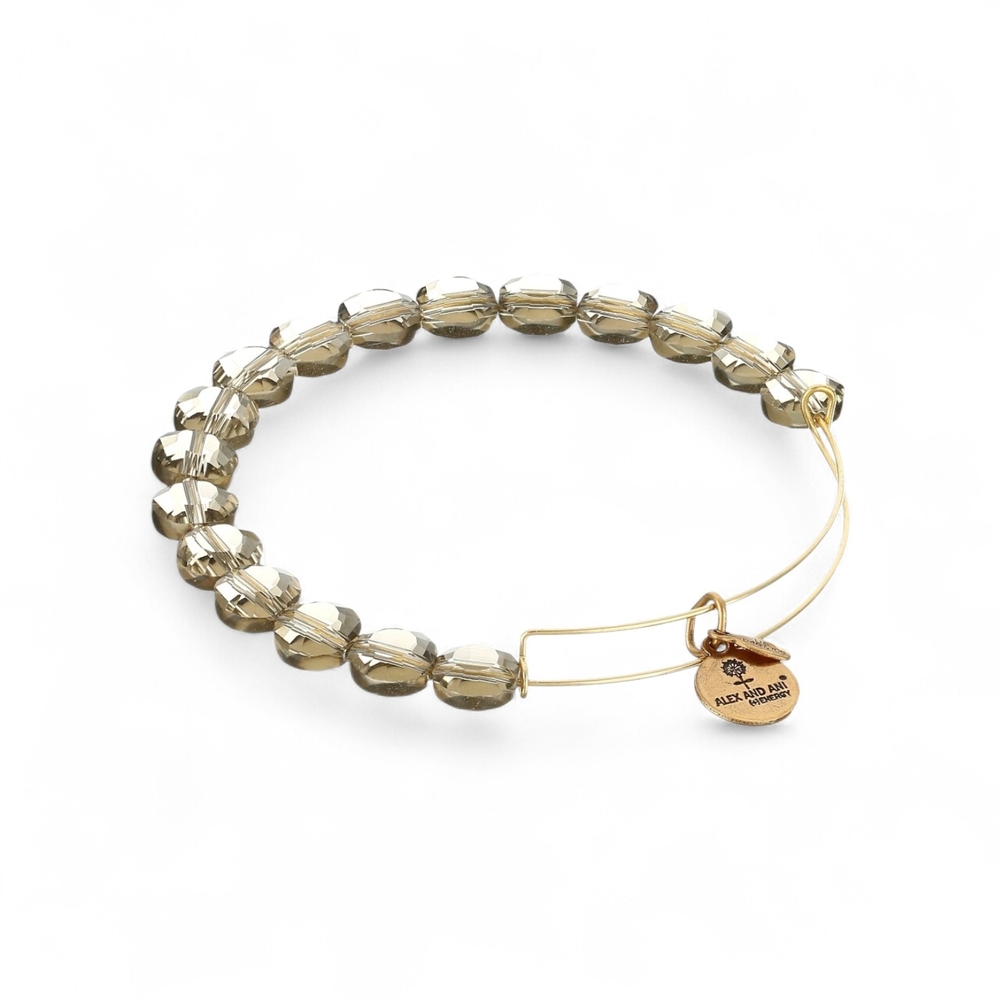 Alex And Ani Smokey Gray Glass Bead Bangle Bracelet